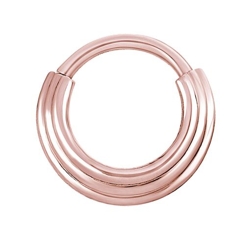 Rose Gold PVD Stacked Rings Hinged Clicker : 1.2mm (16ga) x 6mm