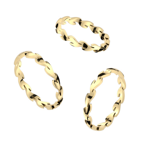 Gold Eternity Leaf Stainless Steel Ring 