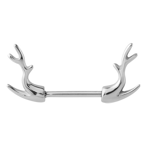 Steel Deer Horn Nipple Barbell : 1.6mm (14ga) x 16mm