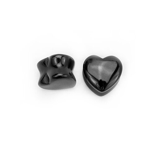 Heart Shaped Organic Black Onyx Stone Plug : 6mm