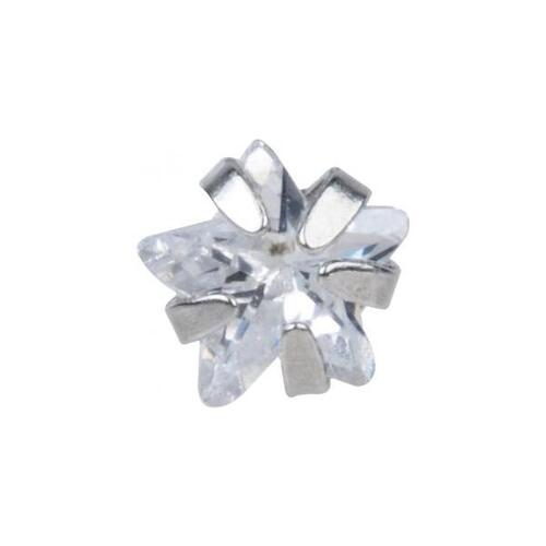 Steel Basicline® Internally Threaded Star Stone Labret : 1.2mm (16ga) x 6mm x Clear Crystal
