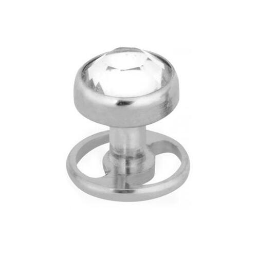 Wheel Shape SkinDiver® with Removable Jewelled Disc : 1.0mm (18ga) x 1.5mm x 4mm Disc x Clear Crystal