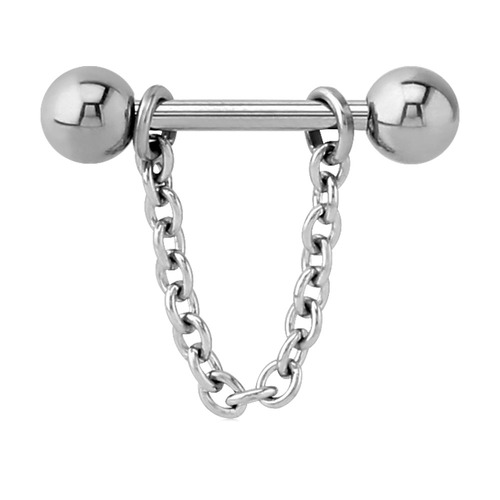 Steel Chain Nipple Barbell : 1.6mm (14ga) x 16mm