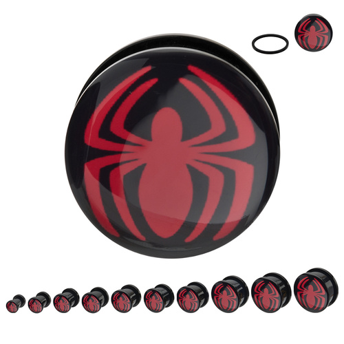 Black Acrylic Red Spider-Man Logo Plug : 6mm
