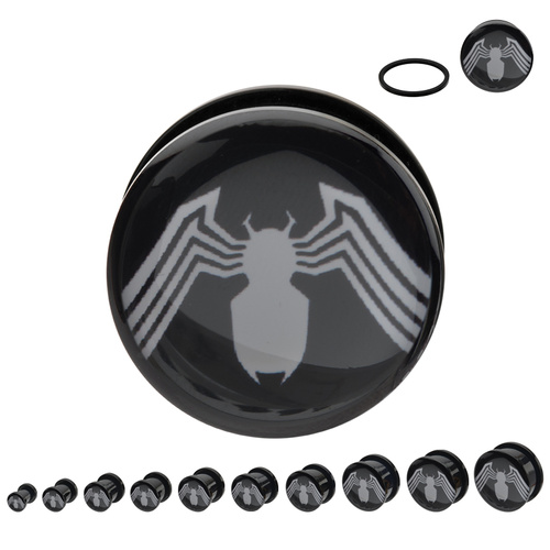 Black Acrylic White Spider-Man Logo Plug : 6mm