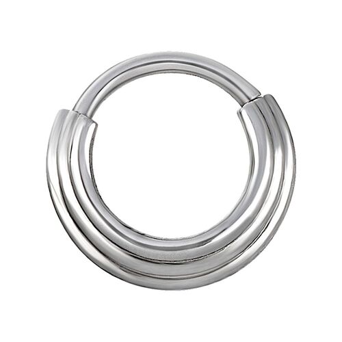 316L Steel Stacked Rings Hinged Clicker : 1.2mm (16ga) x 6mm