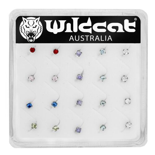 Titanium Claw-Set Pony-Tail Nose Stud Unit : Clear Crystal (Box of 20)