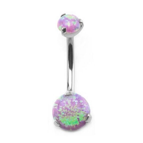 Invictus Internally Threaded Titanium Opal Prong Set Navel : 14g 7/16" (11.11mm) - Pink Opal