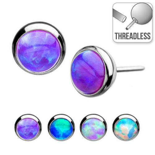 Invictus Threadless Titanium Bezel Set Synthetic Opal : 2mm Pink Opal