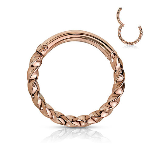 Steel Twisted Hinged Segment Ring : 1.2mm (16ga) x 8mm x Rose Gold
