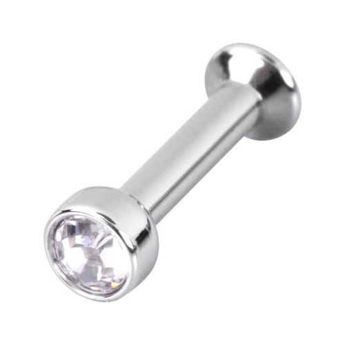 Titanium Highline® Mini Base Labrets for Triple Piercing : 1.2mm (16ga) x 8mm x 1.5mm x Clear Crystal