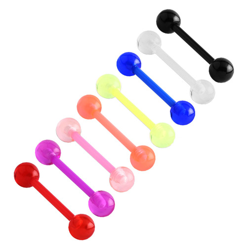 Flexible Barbells with UV Balls : 1.6mm (14ga) x 14mm x 5mm Balls x Pink