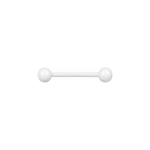 Bioplast® White Barbell : 1.6mm (14ga) x 12mm x 5mm Balls x White