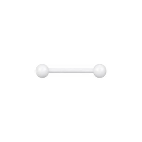 Bioplast® White Micro Barbell : 1.2mm (16ga) x 6mm x 3mm Balls x White