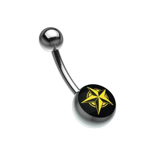Titanium Highline® Picturebell - Five Pointed Star Yellow/Black : 1.6mm (14ga) x 8mm