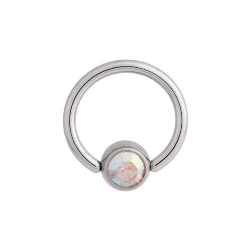 Titanium Highline® Flat Back Jewelled Ball Closure Ring : 1.2mm (16ga) x 7mm x Crystal AB