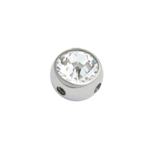 Titanium Highline® Jewelled Quad Threaded Ball : 1.6mm (14ga) x 8mm x Clear Crystal