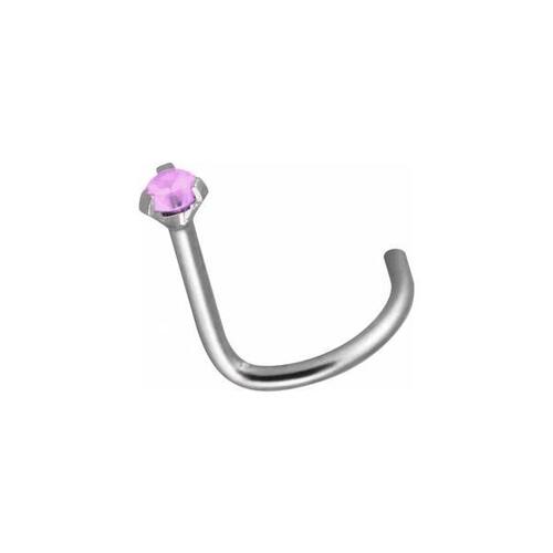 Titanium Highline® Curved Jewelled Nose Stud : 0.8mm (20ga) x Pink