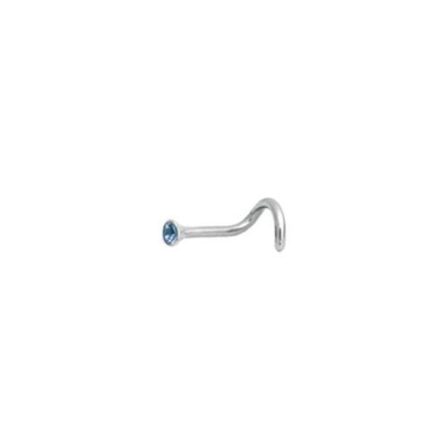 Titanium Highline® Cone Shape Jewelled Nose Stud : 1.0mm (18ga) x Capri Blue