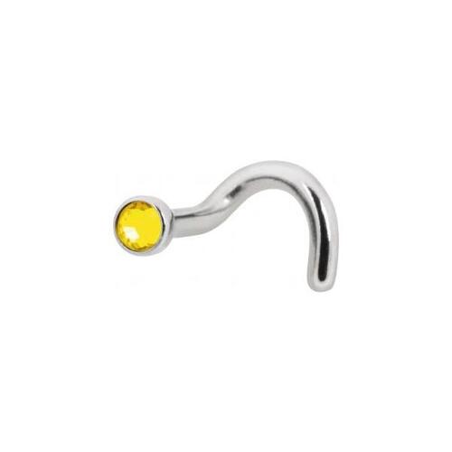 Titanium Highline® Jewelled Nose Stud : 1.0mm (18ga) x Citron Yellow