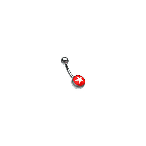 Titanium Picturebell White Star/Red : 1.6mm (14ga) x 8mm
