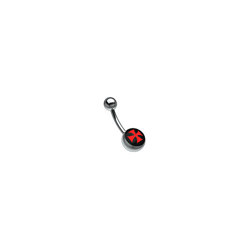 Titanium Picturebell Cross Red/Black : 1.6mm (14ga) x 12mm