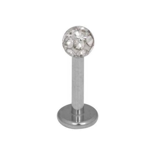 Titanium Highline® Multi Jewelled Micro Labret : 1.2mm (16ga) x 5mm x 4mm Ball x Clear Crystal